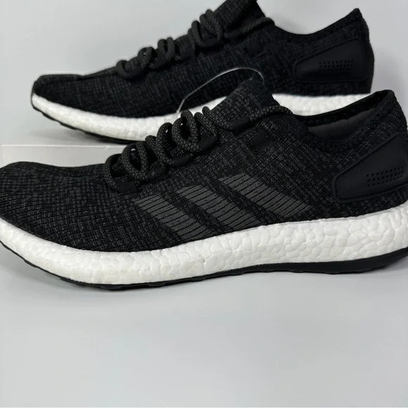 ADIDAS PUREBOOST CORE BLACK MENS RUNNING SHOES SIZE 9.5 PRIMEKNIT GRAY WHITE NEW